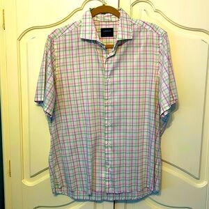 Lorenzini ITALY Men’s Plaid Short Sleeve Button Down Shirt.   16/41.   EUC